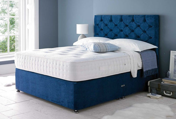 Savanna Blue Velvet Chesterfield Divan Bed Set