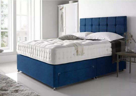 Blue Plush Velvet Divan Bed